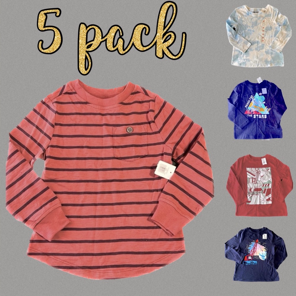 OLD NAVY | 5 pack | 2T | NWT | boys | Long sleeve | graphic T-shirts